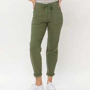 NWT Judy Blue Women's Dark Green Elastic Waist Denim Jogger Pants, Size 22W